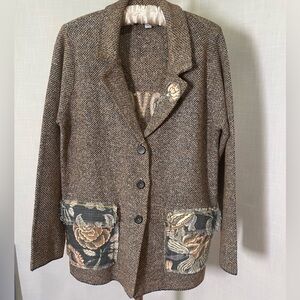 J. Jill Textured Knit Sweater - Brown and Blue. Size S, runs large